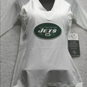 Brand new New York Jets halter mesh sleeves shirt V-neck super cute